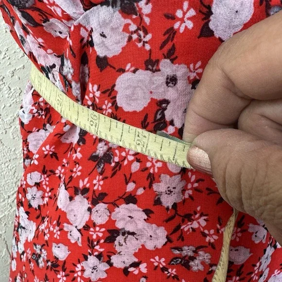 Zara Babydoll Maxi Sundress Red Floral V Neck Sleeveless Size M Coquette Fairy - Picture 7 of 15